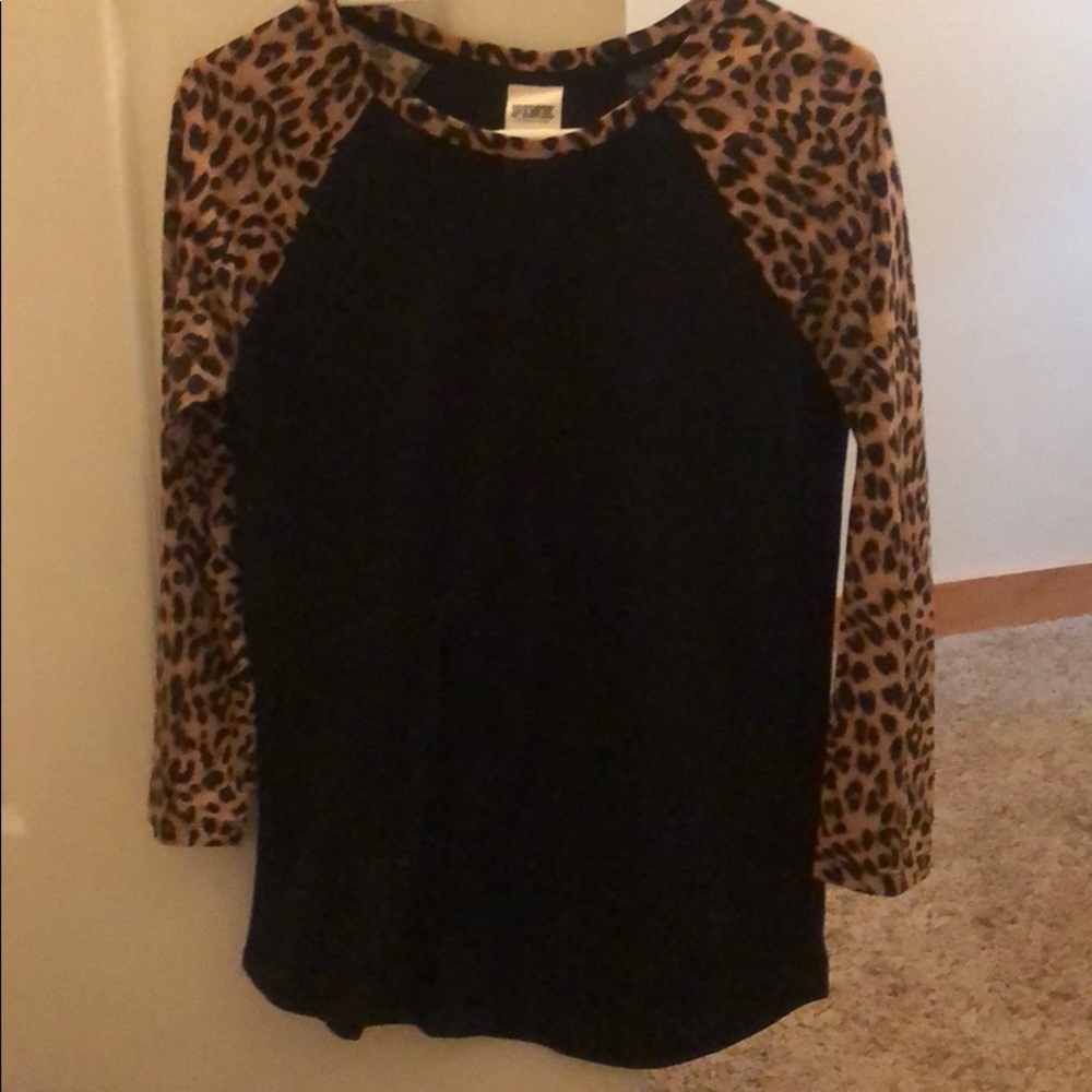 PINK leopard 3/4 sleeve tee